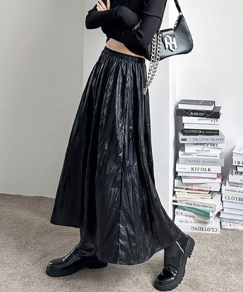 Crinkle Gloss Maxi Skirt